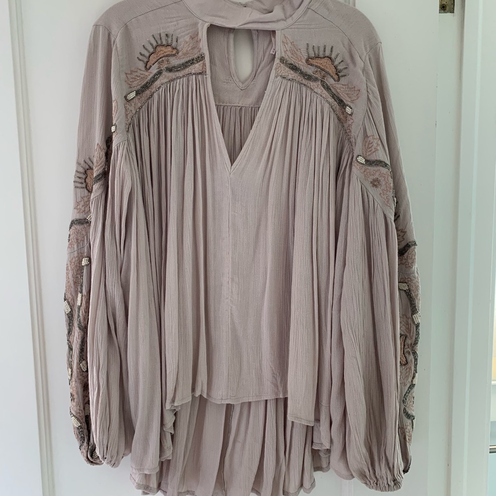 Free People Beaded Choker Blouse